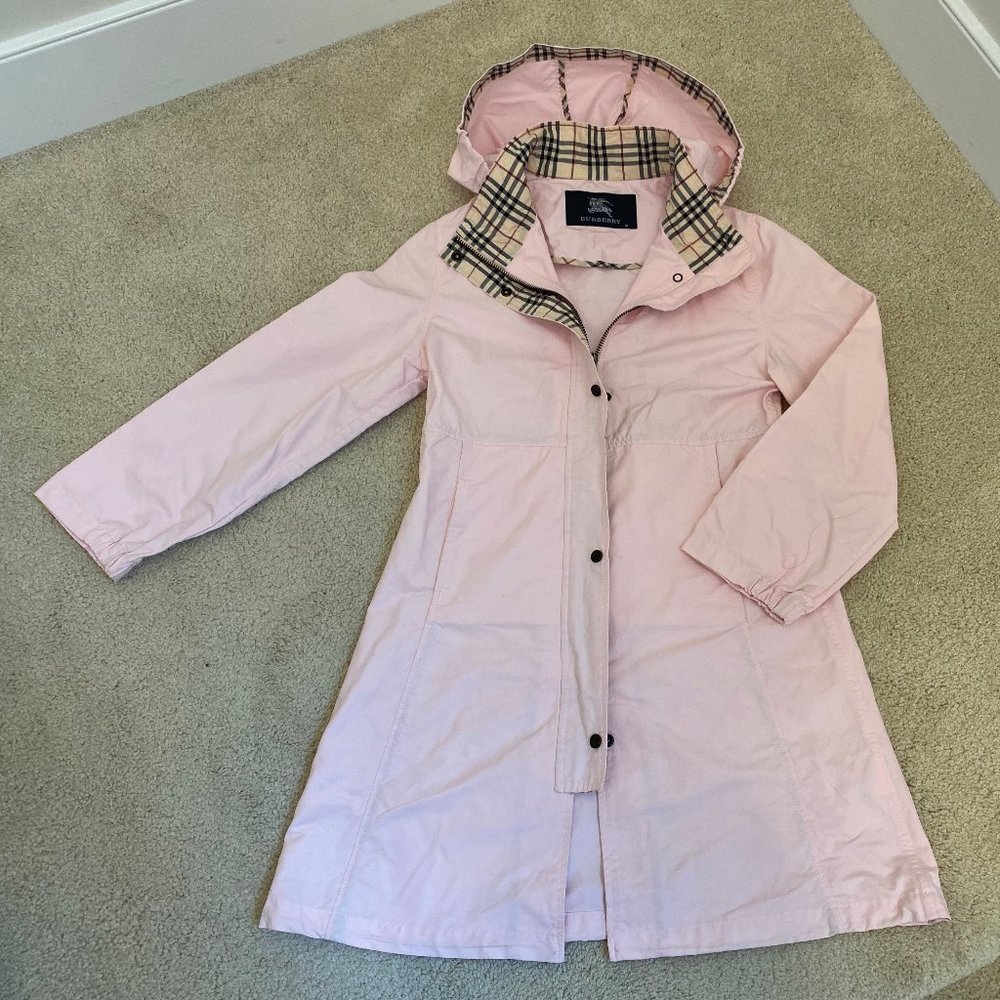 Burberry Grils Hooded Jacket Coat in Pink with Zipper